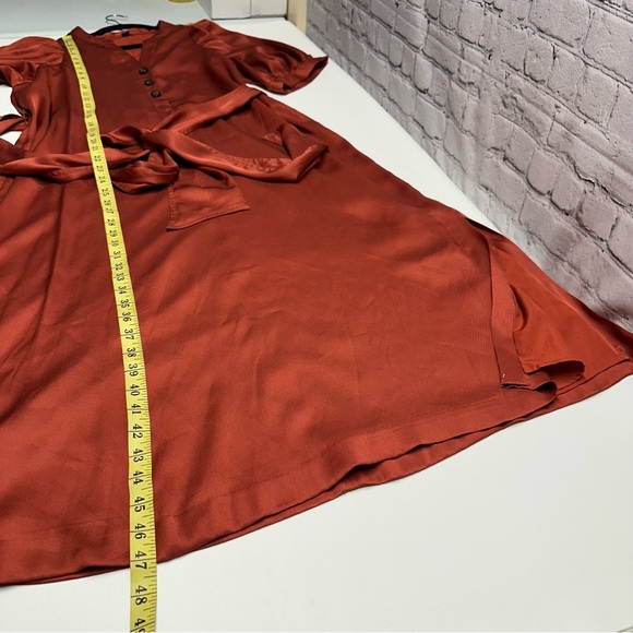 Ann Taylor orange satin midi dress size m - Picture 6 of 14